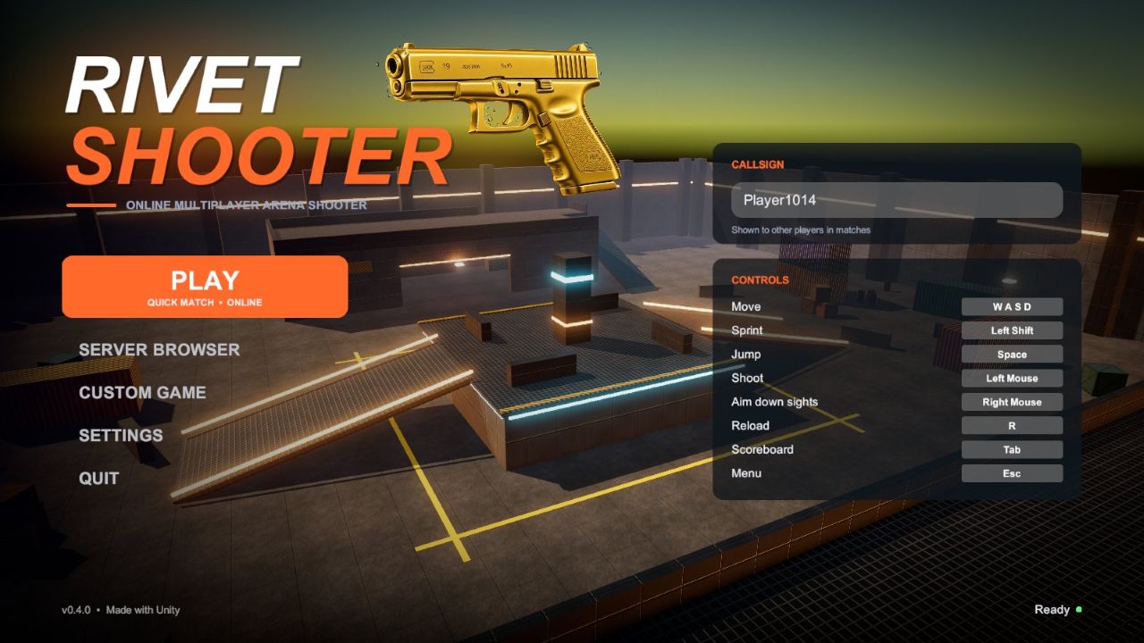 Main menu with the Play button
